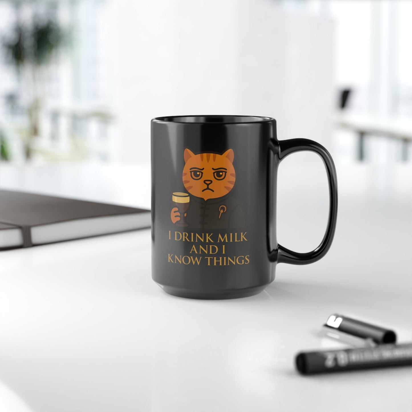 I Drink Milk and I Know Things | Funny Game of Thrones Cat Mug | Ceramic Mug