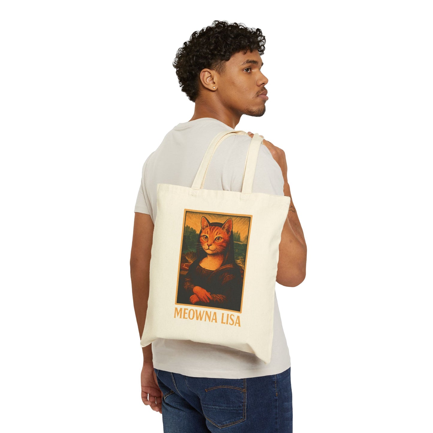 Meowna Lisa Cat Tote Bag | 100% Cotton | Eco-Friendly