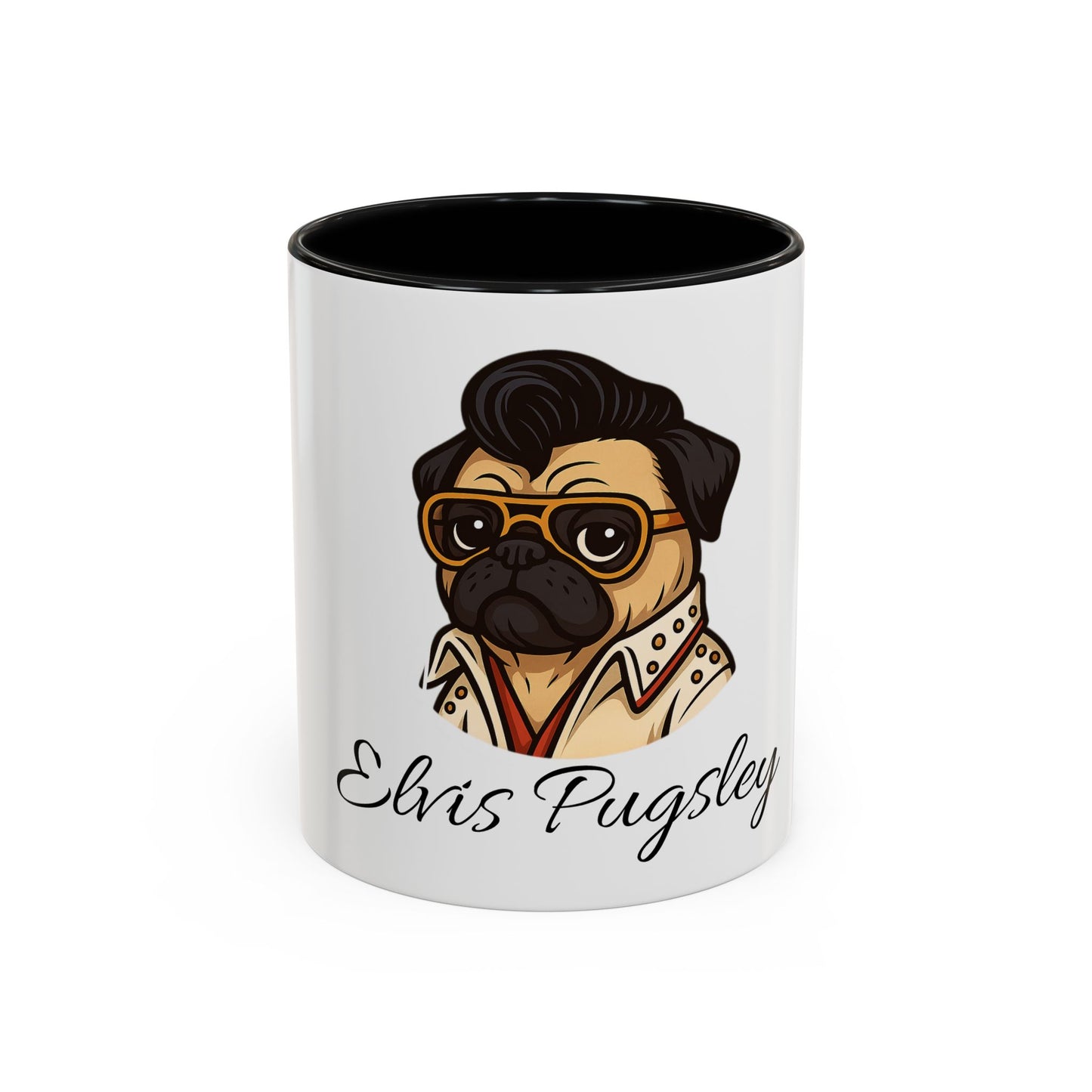 Elvis Pugsley Coffee Mug, Fun Dog Lover Gift, Unique Pet Mug, Home Decor, Coffee Cup for Dog Owners