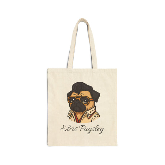 Elvis Pugsley Canvas Tote Bag | Funky Dog Decor, Gift for Dog Lovers, Unique Refrigerator Art, Pet-Themed Collection, Home Office Accessories